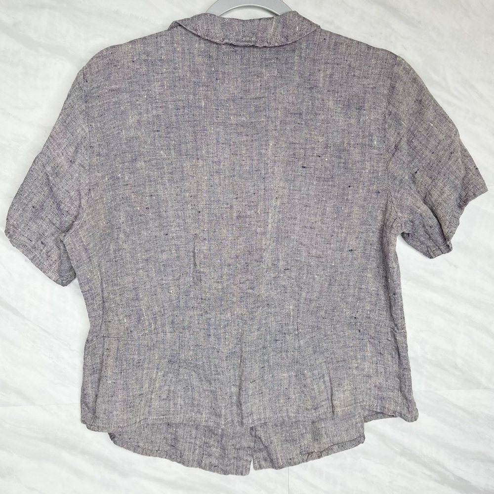 FLAX Collared Linen Button Down Small - Picture 2 of 6